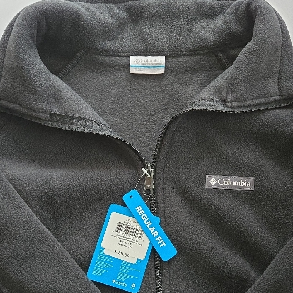 NWT Columbia Women’s Plus Size 1X Benton Springs Full Zip Fleece Jacket - Black
